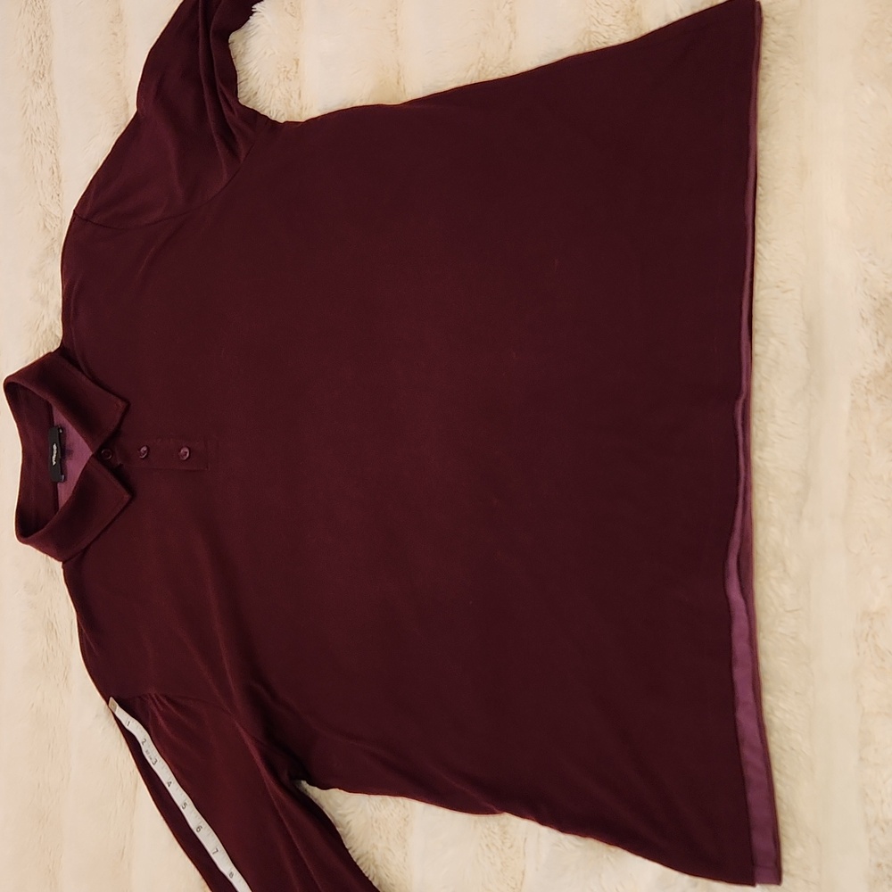 Vince Double Layer Men Long Sleeve Polo Shirt Burgundy Maroon Color Size L - Picture 13 of 16